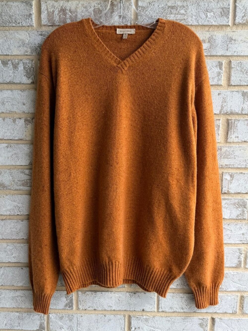 Billy Reid 100% Cashmere Long Sleeve V-Neck Sweater Made in Italy Men's Size XL